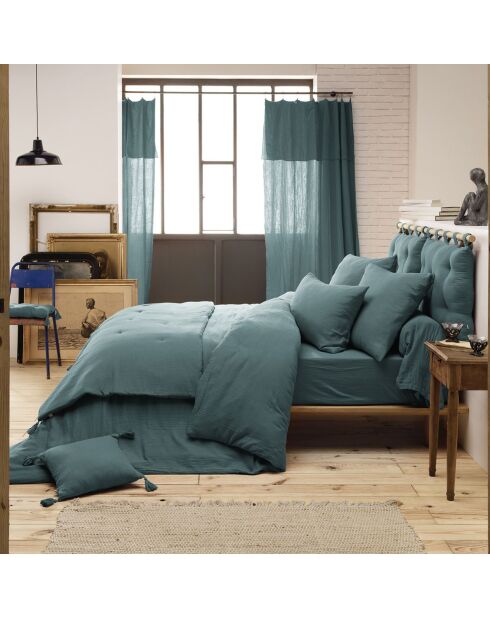 Taie de traversin 100% Gaze de Coton bleue