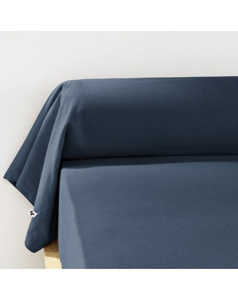 Taie de traversin  Flanelle Candice bleue - 85x185 cm