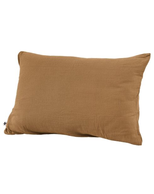 Taie d'oreiller  Gaze de Coton Gaïa marron