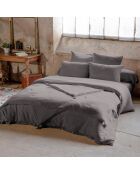 Taie d'oreiller  Gaze de Coton Gaïa anthracite
