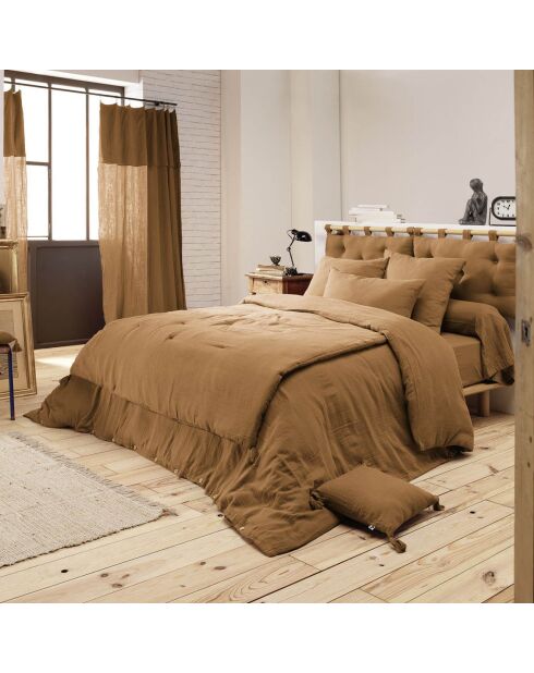 Housse de couette Gaze de Coton Gaïa marron