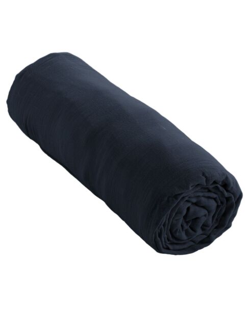 Drap housse  Gaze de Coton Gaïa bleu foncé