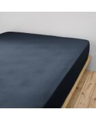 Drap housse  Gaze de Coton Gaïa bleu foncé