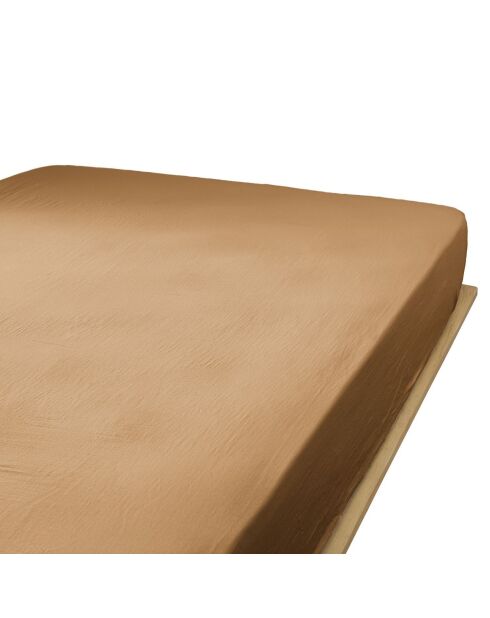 Drap housse  Gaze de Coton Gaïa marron