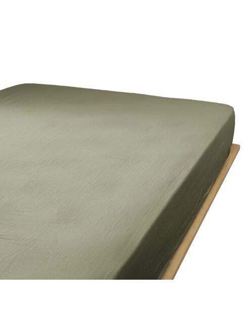Drap housse Gaze de Coton Gaïa kaki
