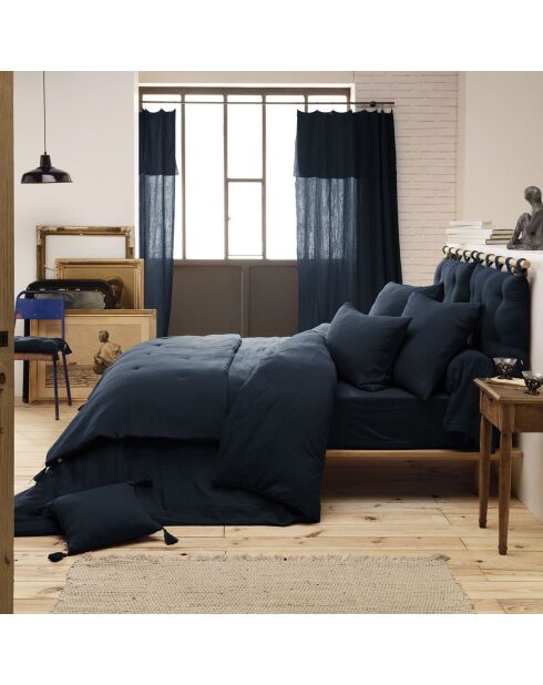 Housse de couette Gaze de Coton Gaïa bleu foncé