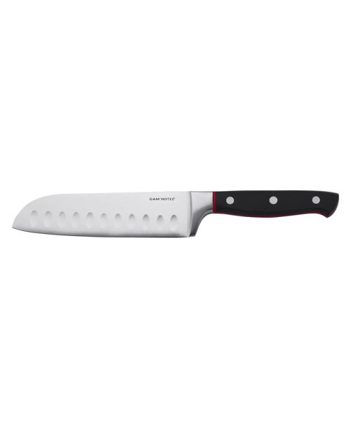 Couteau santoku Hiro noir/rouge  - 25.5 cm