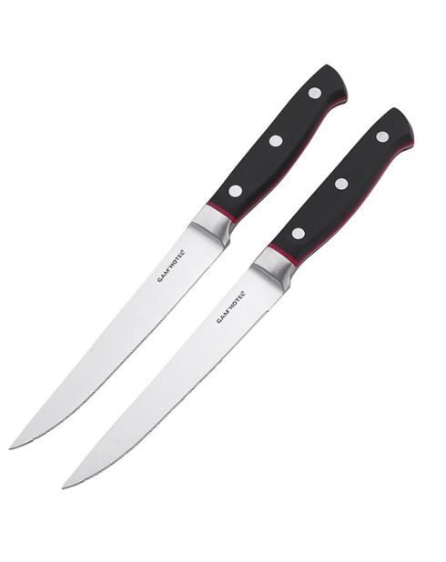 2 Couteaux à steak Hiro noir/rouge  - 25 cm