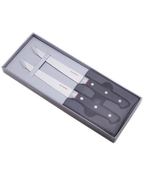 2 Couteaux à steak Hiro noir/rouge  - 25 cm