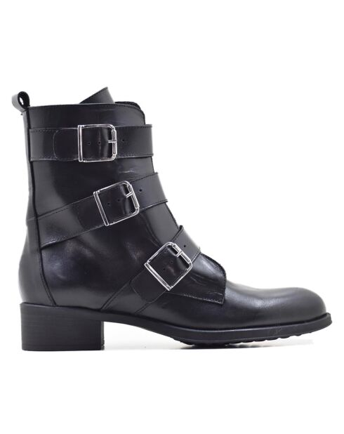 Boots en Cuir Georgina noires - Talon 3.5 cm