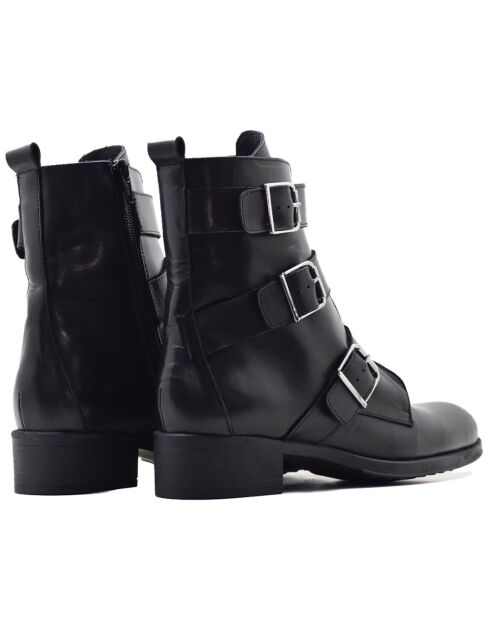 Boots en Cuir Georgina noires - Talon 3.5 cm