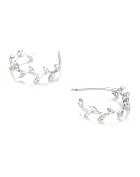 Boucles d'oreilles Créoles Branche Diamants 0.14 ct or blanc
