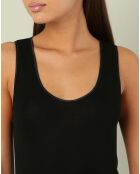 Top sans manches bord satin en Laine & Soie noir