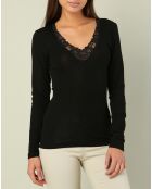 Top Laine & Soie noir