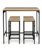 Ensemble Memphis Table Bar + 4 Tabourets bois/noir