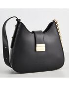 Schultertasche Hely aus schwarzem Leder - 24x22x6,5 cm