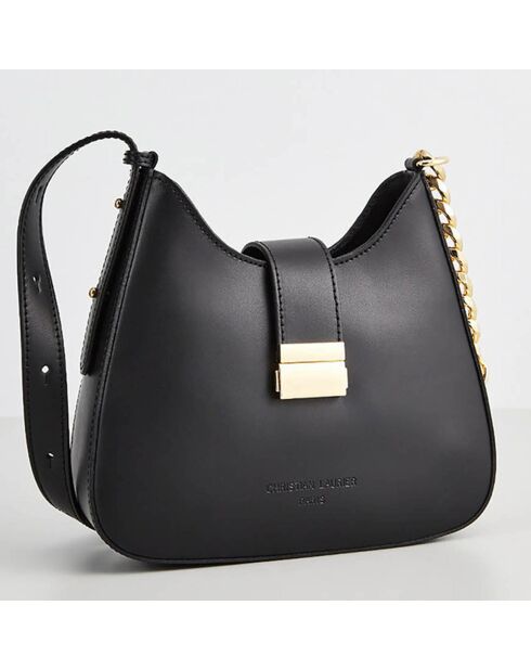 Sac bandoulière en Cuir Hely noir - 24x22x6.5 cm