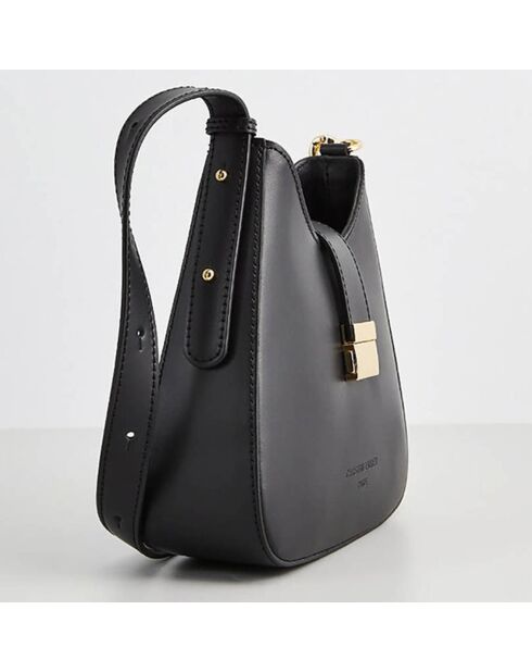 Sac bandoulière en Cuir Hely noir - 24x22x6.5 cm