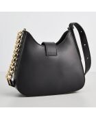 Schultertasche Hely aus schwarzem Leder - 24x22x6,5 cm