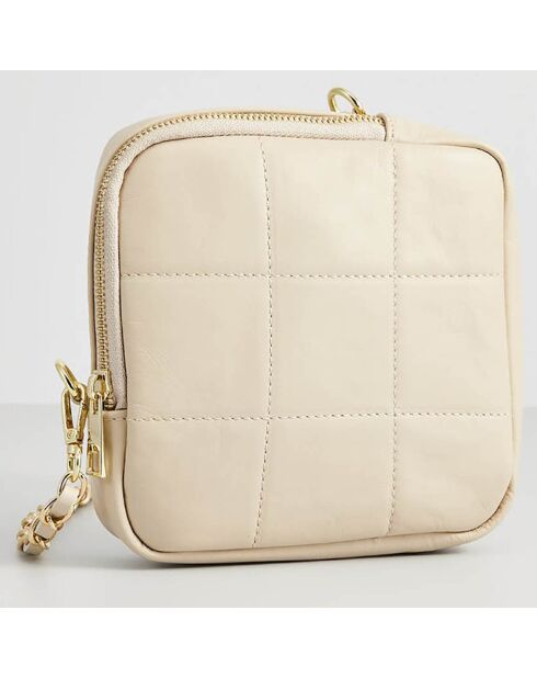 Schultertasche Naya aus nudefarbenem Leder - 18x18x5 cm