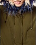 Parka avec intérieur en Fourrure de Lapin Olivia kaki/bleu