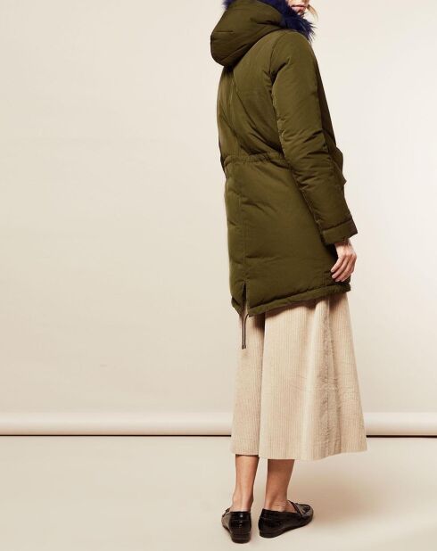 Parka avec intérieur en Fourrure de Lapin Olivia kaki/bleu