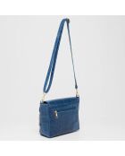 Sac bandoulière en Cuir croco Flory bleu - 23x17x8 cm