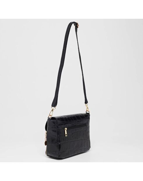 Flory schwarze Schultertasche aus Krokoleder - 23x17x8 cm