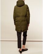 Parka avec intérieur en Fourrure de Lapin & Raccoon kaki/bleu