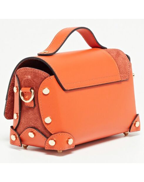 Sac à main en Velours de Cuir & Cuir Nan orange foncé - 24x16x10 cm