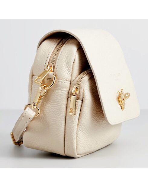 Sac bandoulière en Cuir Beeza beige - 22x18x7 cm