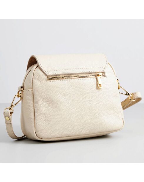 Sac bandoulière en Cuir Beeza beige - 22x18x7 cm