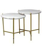 2 Tables basses effet marbre shiap blanches - 40x40 cm