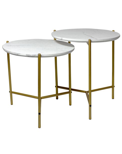 2 Tables basses effet marbre shiap blanches - 40x40 cm