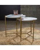 2 Tables basses effet marbre shiap blanches - 40x40 cm