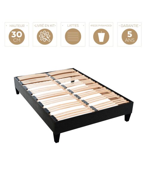Sommier en Kit Tissu gris anthracite - 140x190 cm