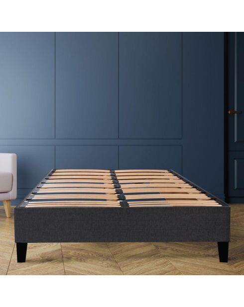 Kit somier de tela gris antracita - 140x190 cm