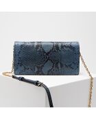 Sac bandoulière en Cuir python Chrissie bleu foncé 25x12x4 cm