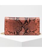 Sac bandoulière en Cuir python Chrissie pêche 25x12x4 cm