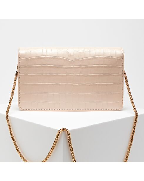 Sac bandoulière en Cuir croco Florence Clutch nude 25x15x5 cm