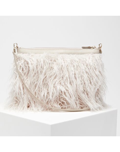 Sac bandoulière en Cuir & Fausse Fourrure Mini Bag écru 27.5x19.5 cm