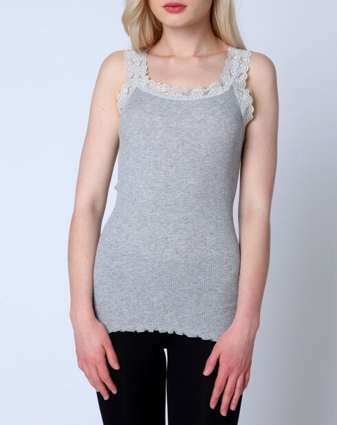 Top en Coton dentelle gris