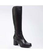 Bottes en Cuir Adrienne noires - Talon 8 cm