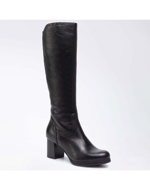 Bottes en Cuir Adrienne noires - Talon 8 cm