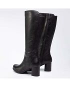 Bottes en Cuir Adrienne noires - Talon 8 cm