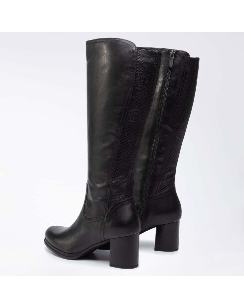 Bottes en Cuir Adrienne noires - Talon 8 cm