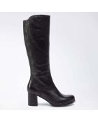 Bottes en Cuir Adrienne noires - Talon 8 cm