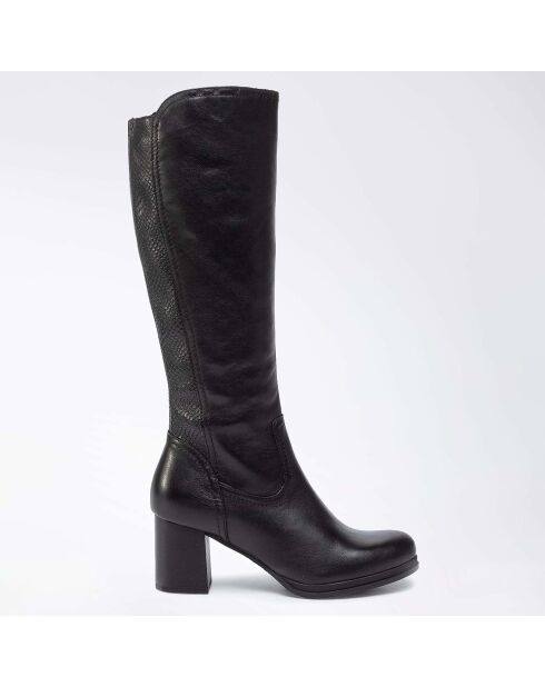 Bottes en Cuir Adrienne noires - Talon 8 cm