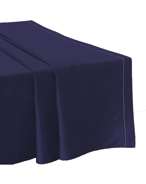 Drap plat 100% Satin de Coton bleu marine