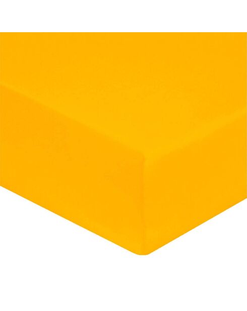 Drap housse 100% Satin de Coton bonnet 40 cm safran
